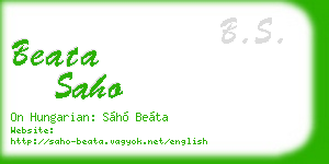 beata saho business card
